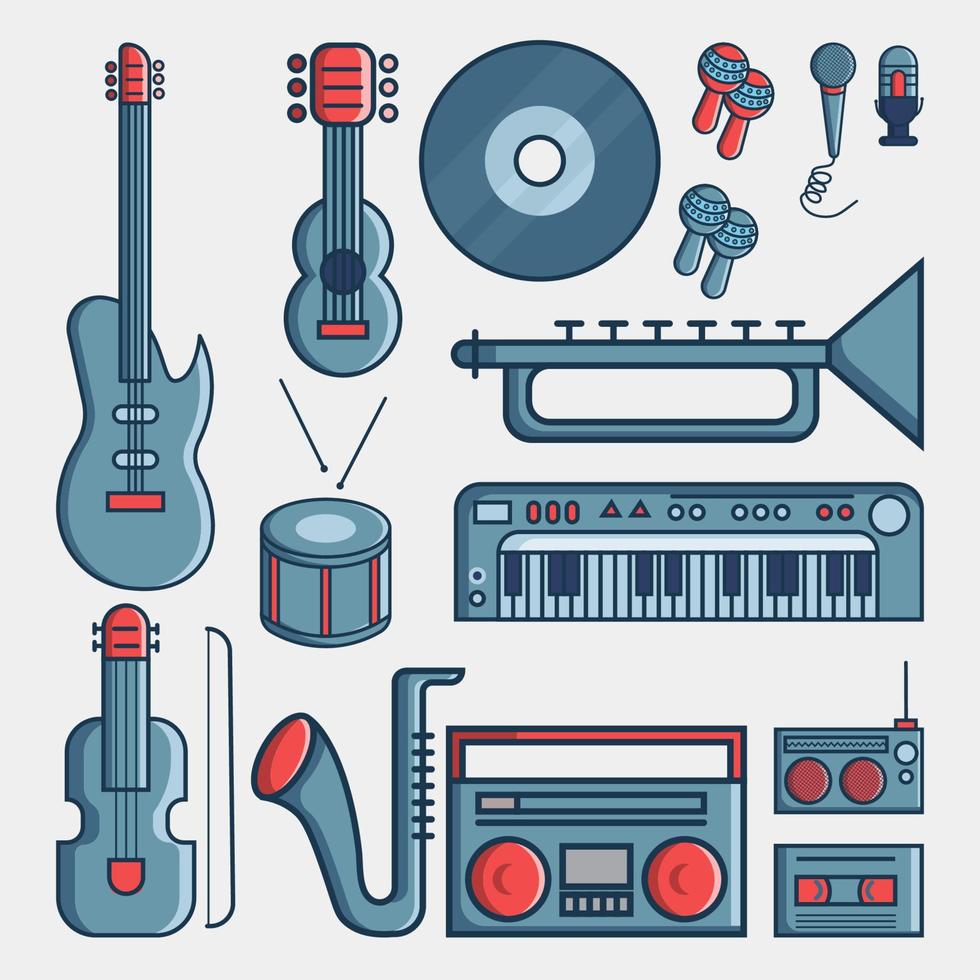 vector de conjunto de ilustración de instrumento musical