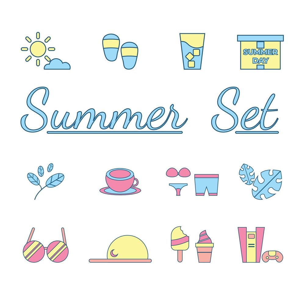Summer item colored art design vector