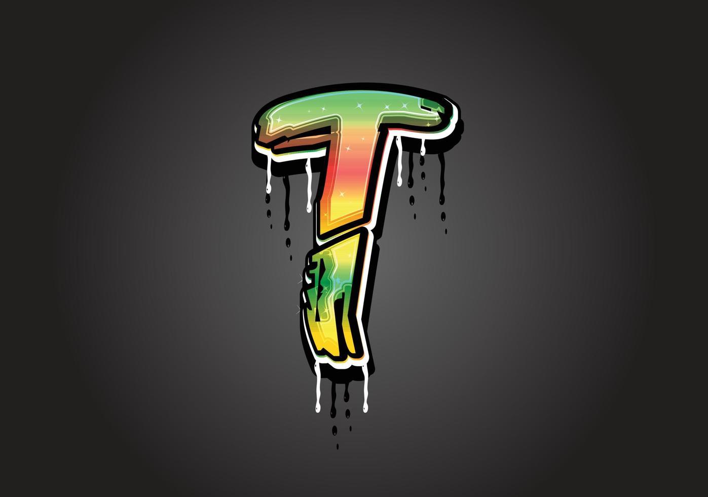 T Brush Letter logo vector