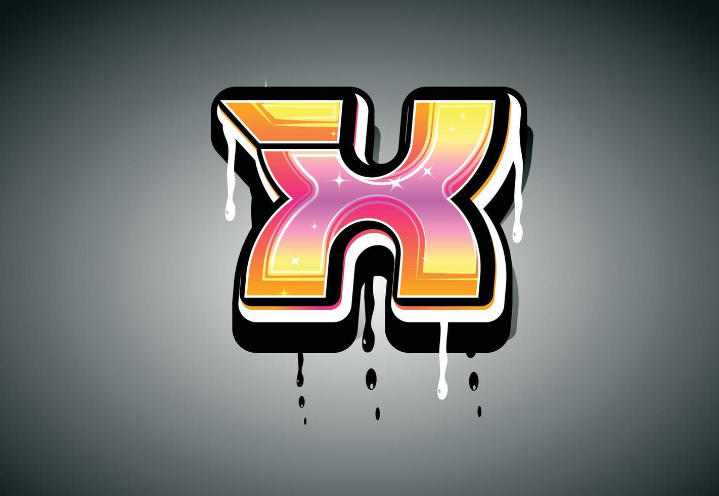 3D X Letter graffiti with drip effect vector