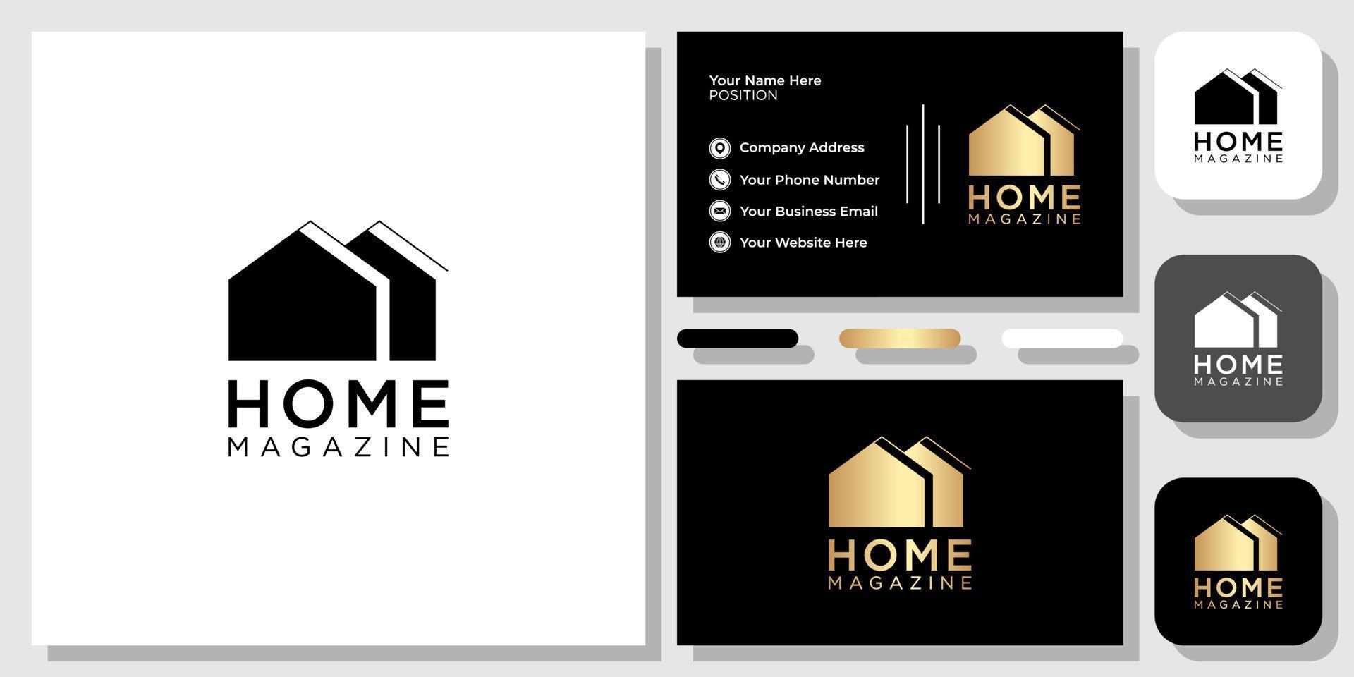 home magazine article advertisement property with business card template vector