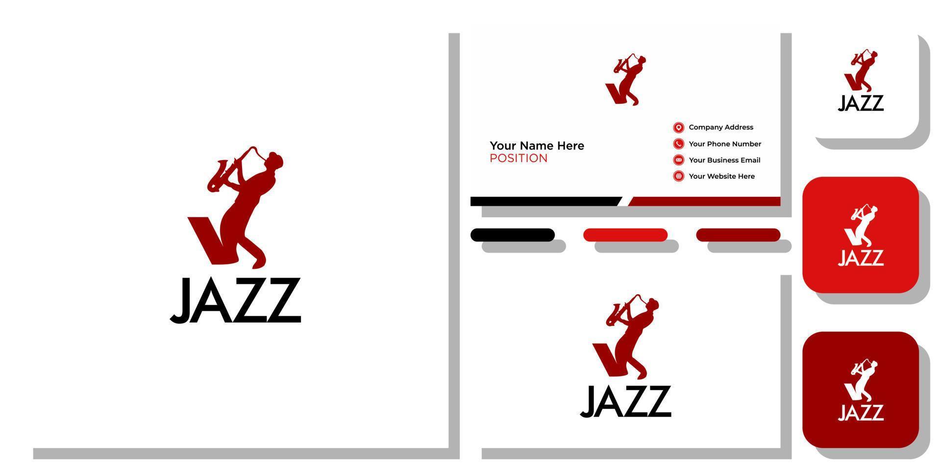 actuación de instrumentos musicales de jazz con plantilla de tarjeta de visita vector