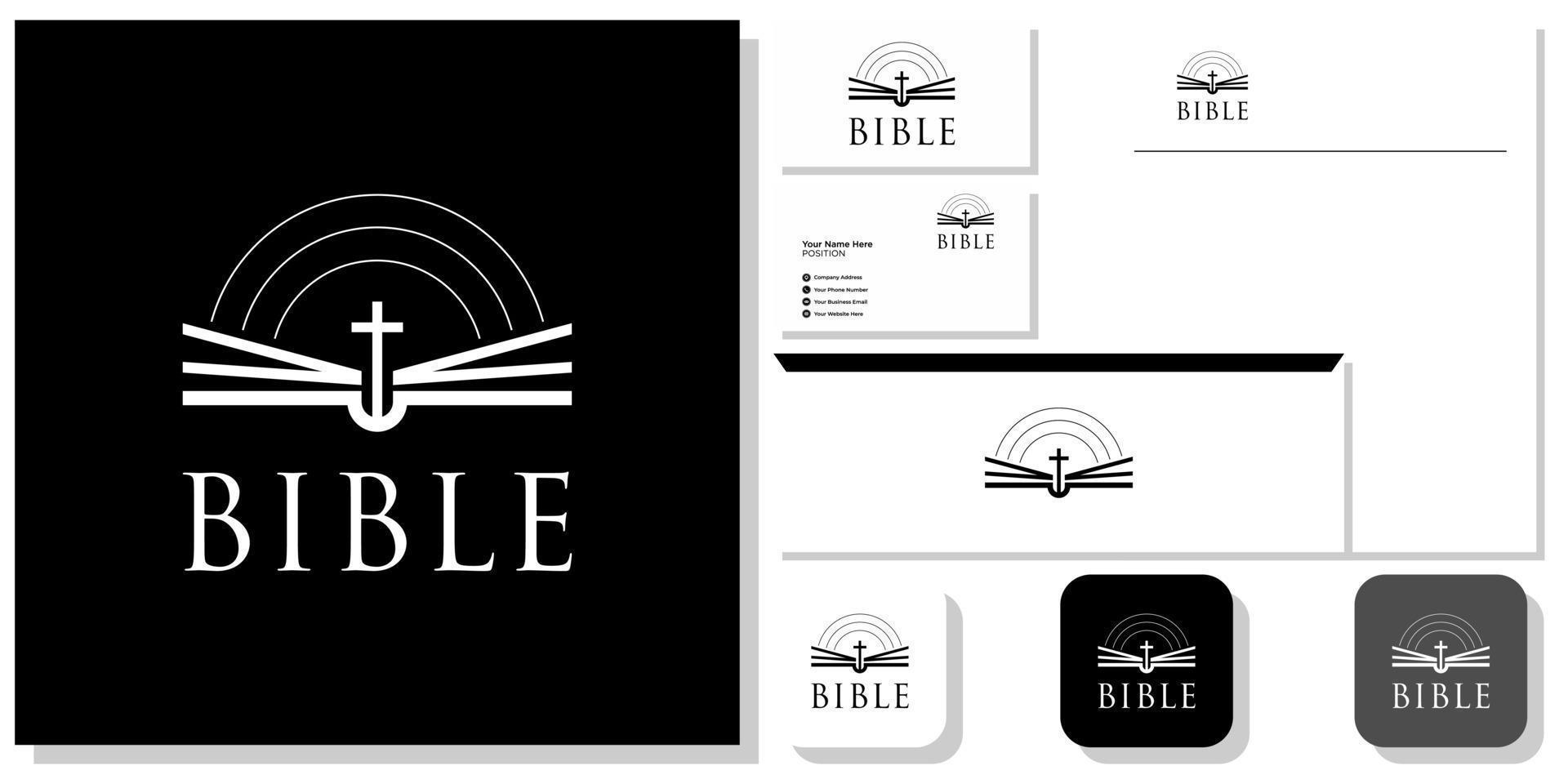 biblia libro iglesia religión jesús biblia oración con plantilla de identidad de marca vector