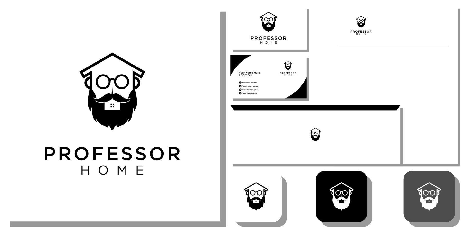 professor home book smart education reading with brand identity template vector