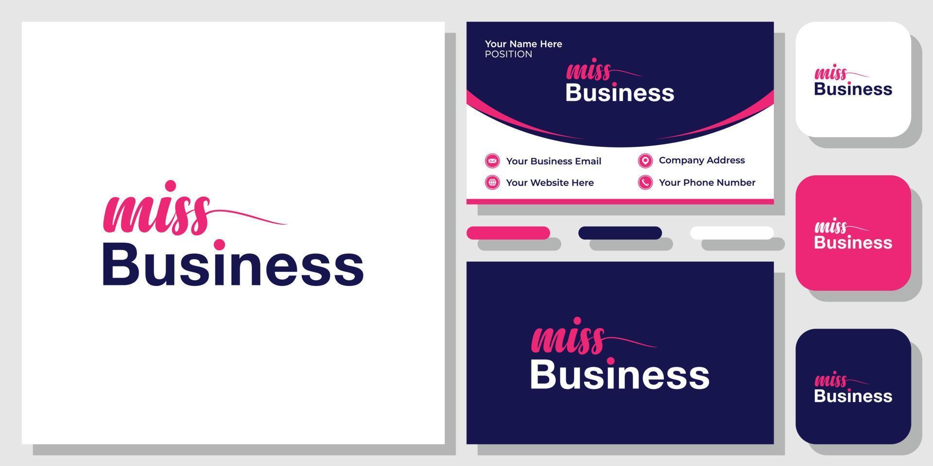 miss business handwriting text letters latin with business card template vector