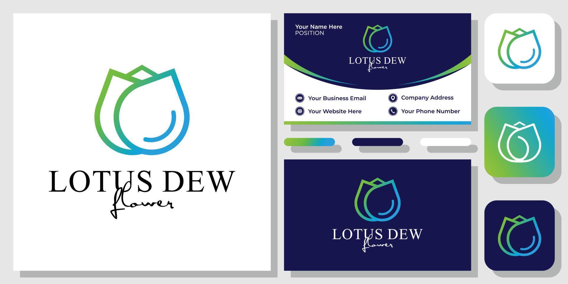 Lotus Dew flower symbol spa yoga spiritual exotic aquatic with business card template vector