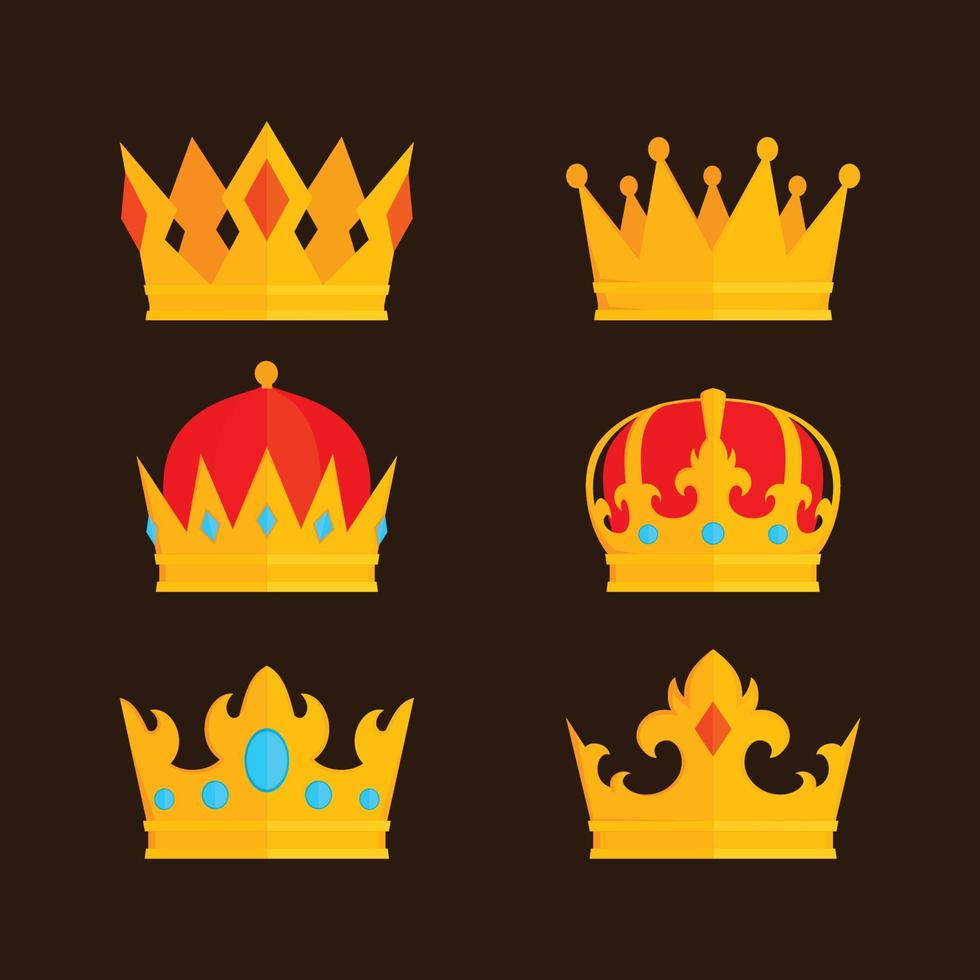 Gold Crown Icon Set vector