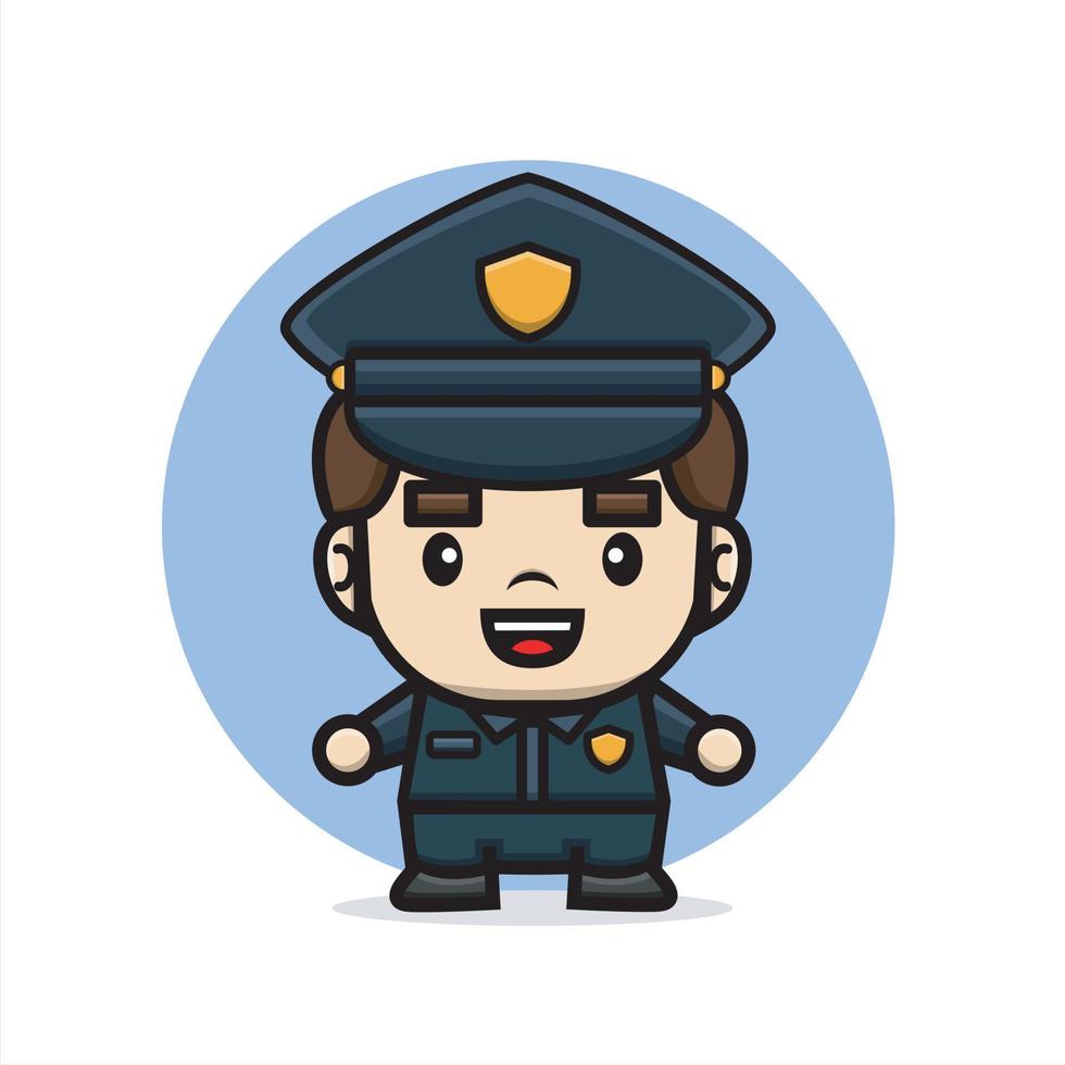 cartoon cute police smile vector
