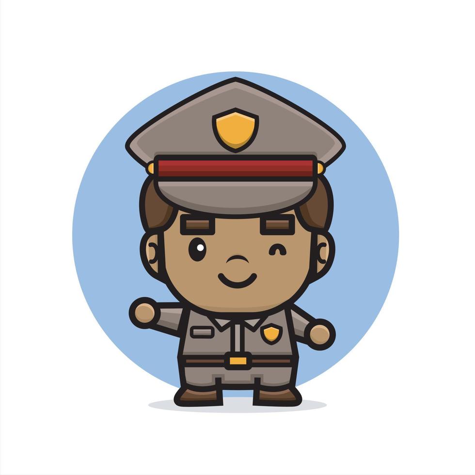 sonrisa de policía linda de dibujos animados vector