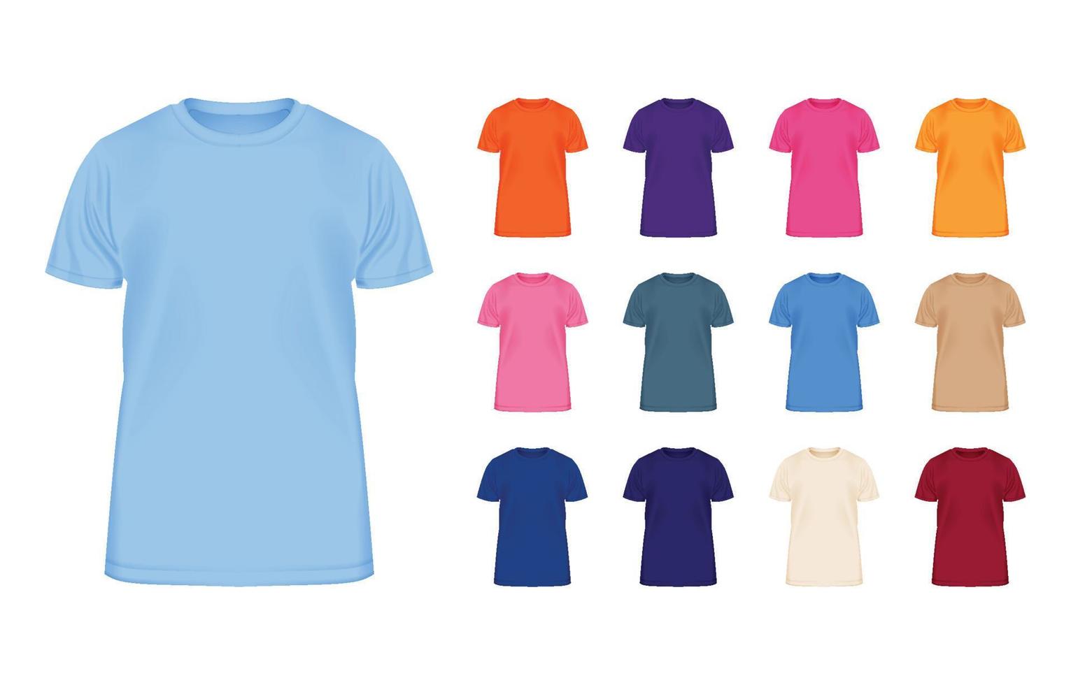 colección de maquetas de camisetas realistas de varios colores vector