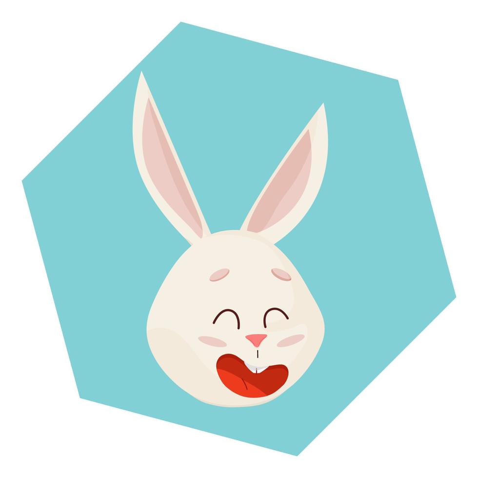 Bunny's emotion. laughing Head into Romb. vector