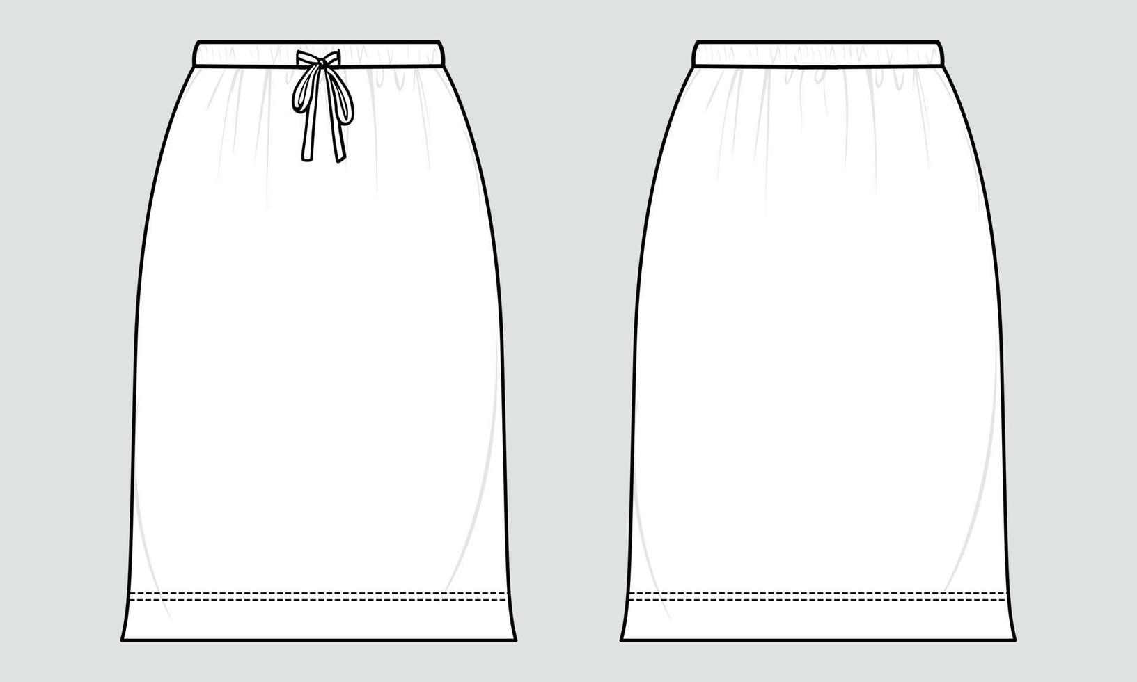 Ladies Skirt Technical Fashion flat sketch Vector illustration template