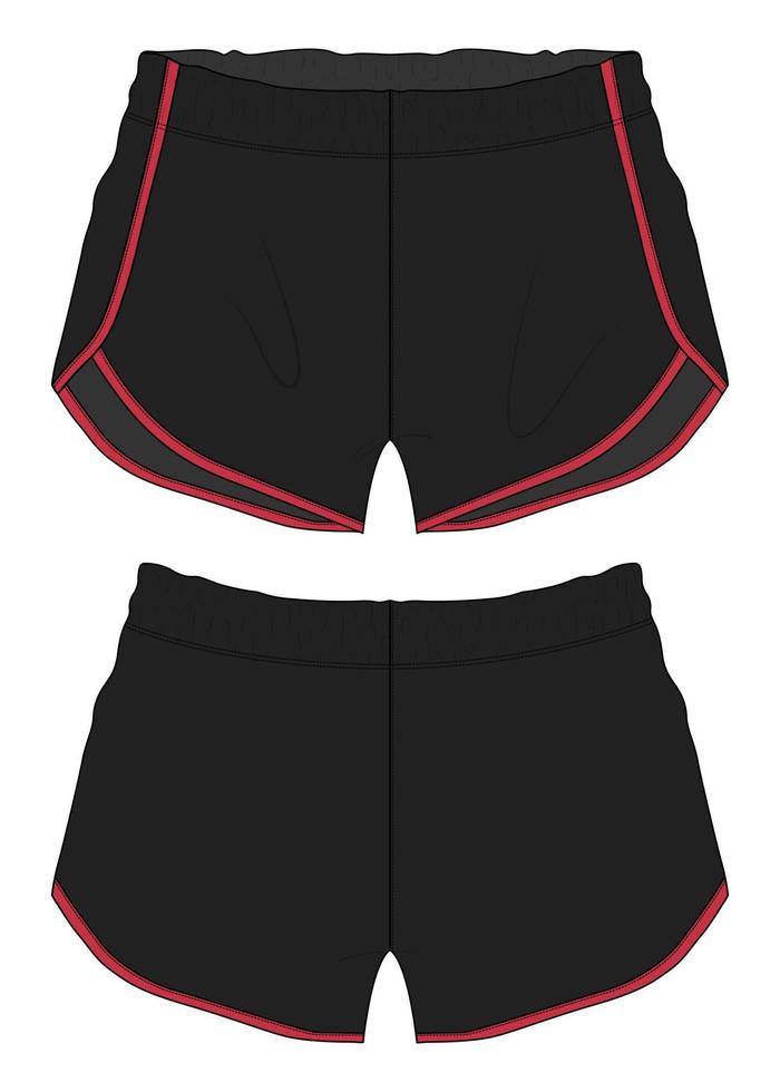 Kids Summer Shorts Pants fashion flat sketch vector illustration black Color  template