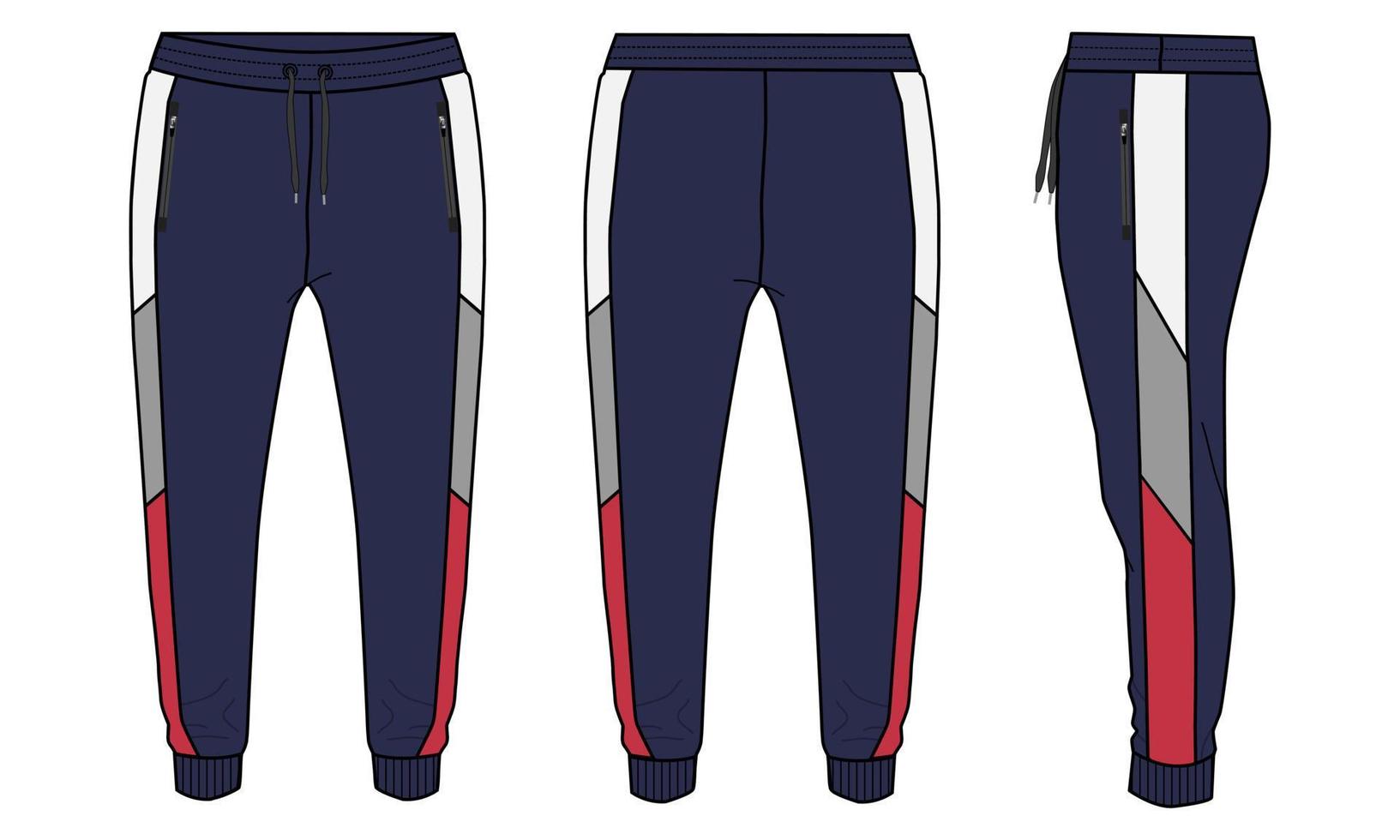 Leggings pant technical fashion flat sketch vector illustration Navy color template for kids