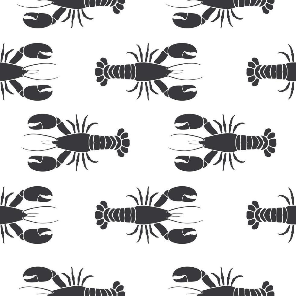 Lobster seamless vector pattern isolated on white background