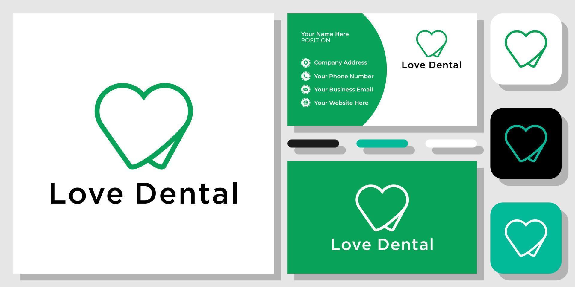 Love Dental healthy whitening strength teeth with business card template vector