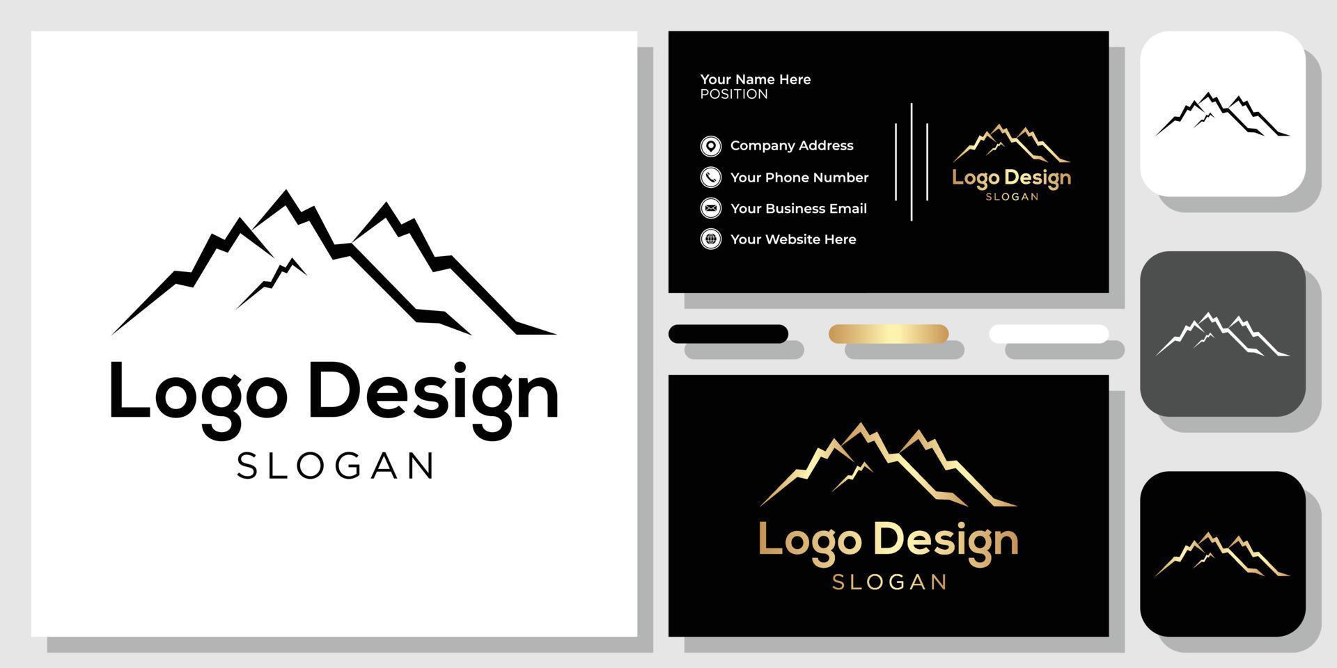 Logo Design Mountain peak summit landscape nature beautiful with business card template vector