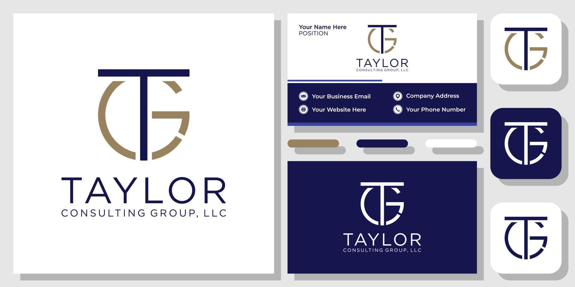 Taylor Consulting Group llc letters bold fashion service clothes with business card template vector