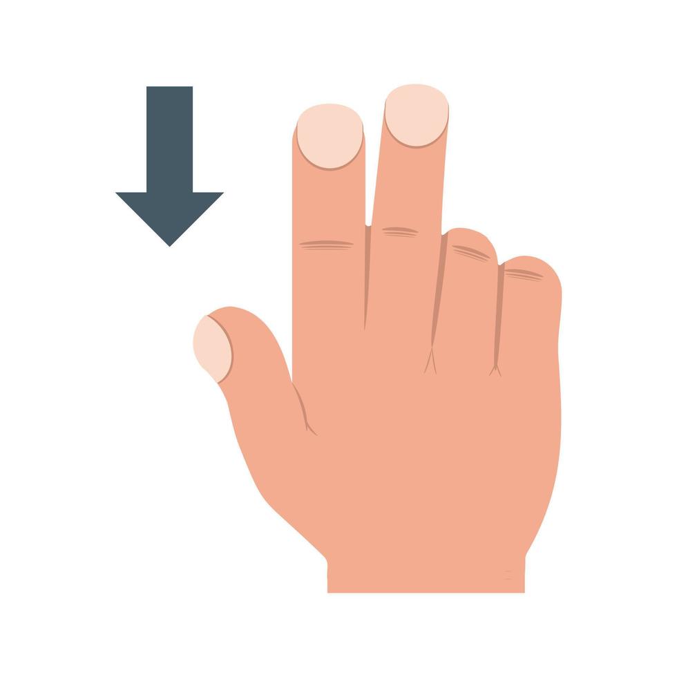 Two Fingers Down Flat Multicolor Icon vector