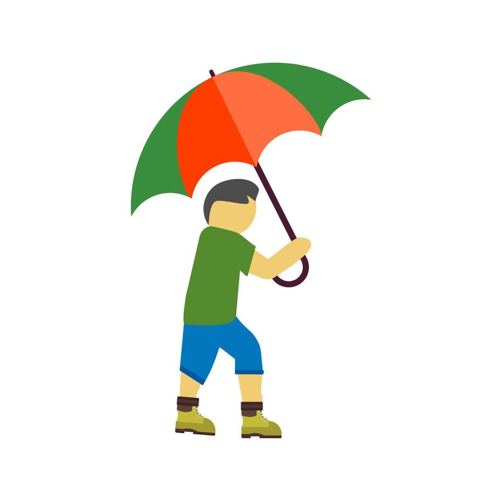 Walking in Rain Flat Multicolor Icon vector