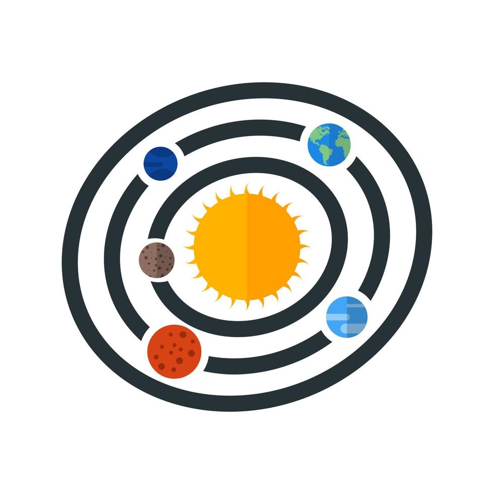 Solar System Flat Multicolor Icon vector