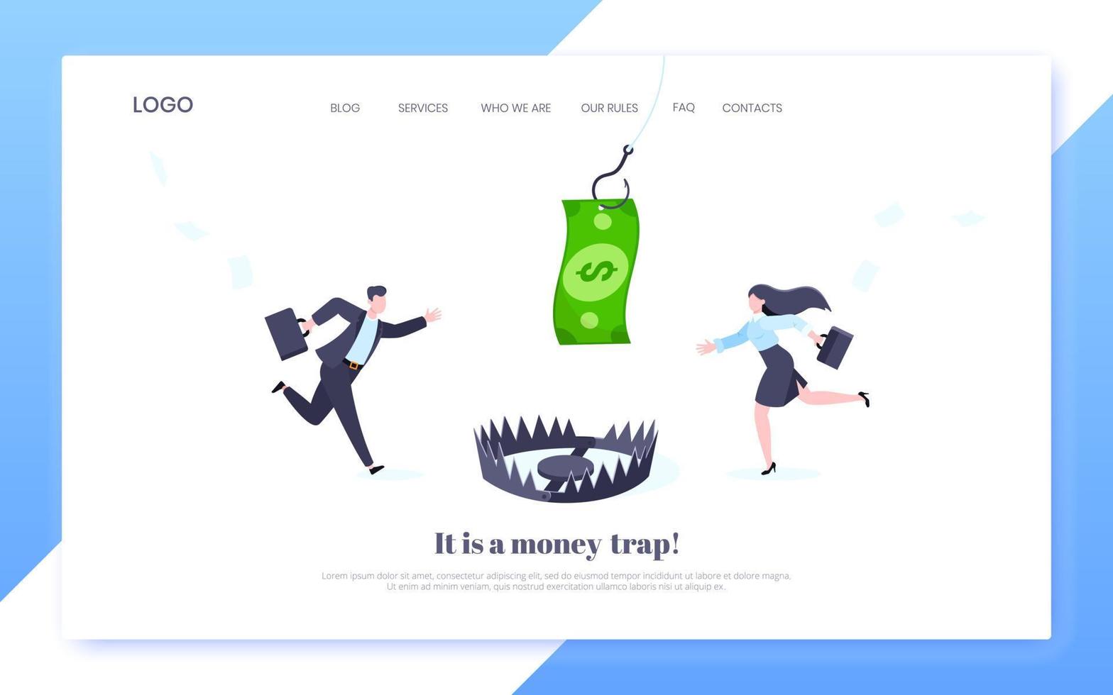 Fishing money chase business concept with business people running after dangling dollar and trying to catch it. vector