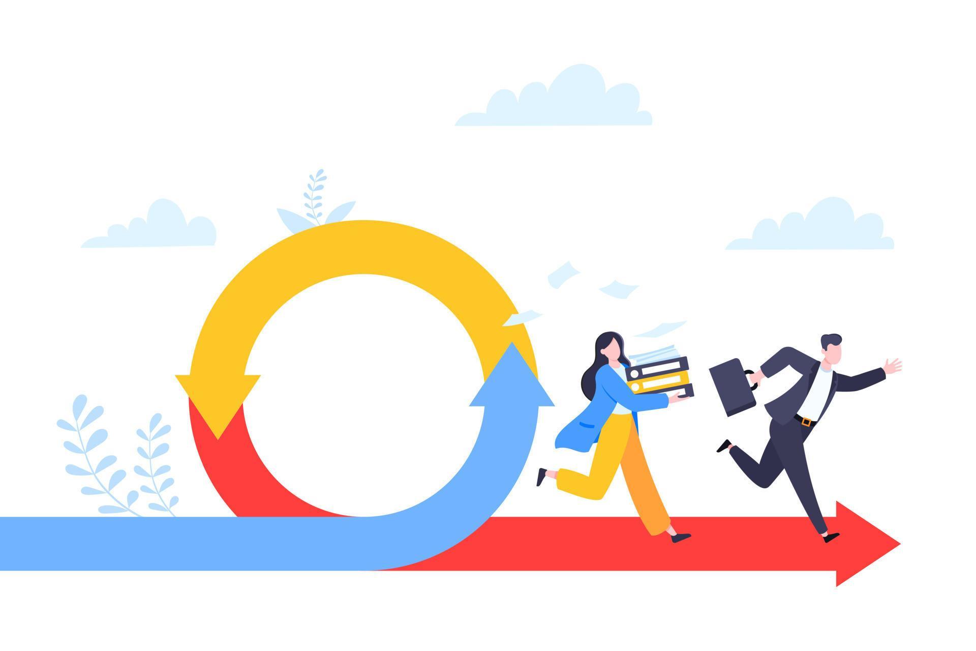 Agile development methodology business concept flat style design vector ...