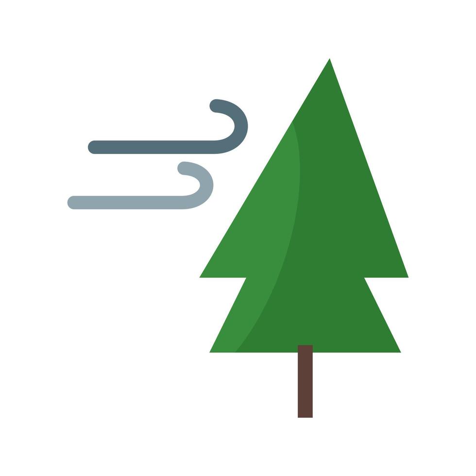 Tree with Wind Flat Multicolor Icon vector