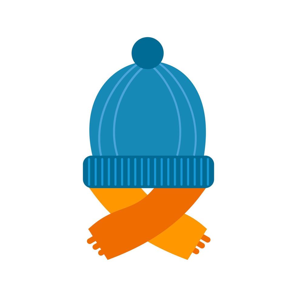 Warm Cap and Scarf Flat Multicolor Icon vector