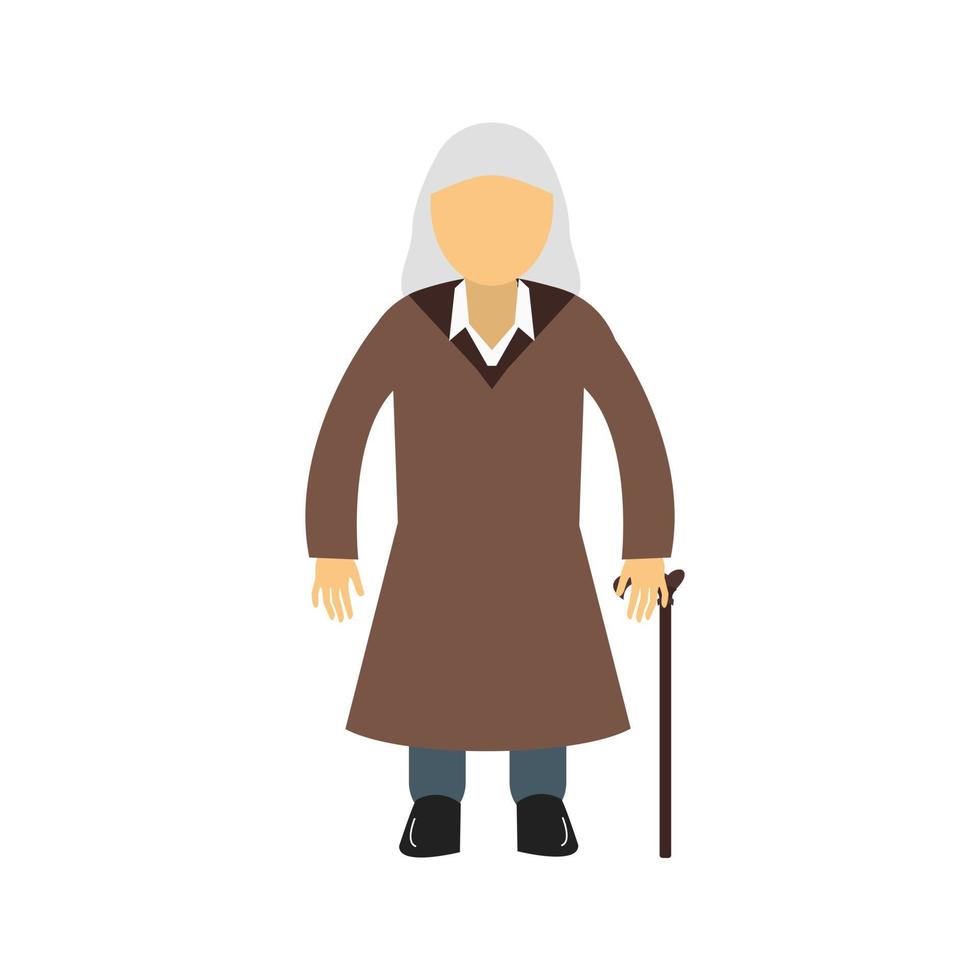 Old Woman Flat Multicolor Icon vector