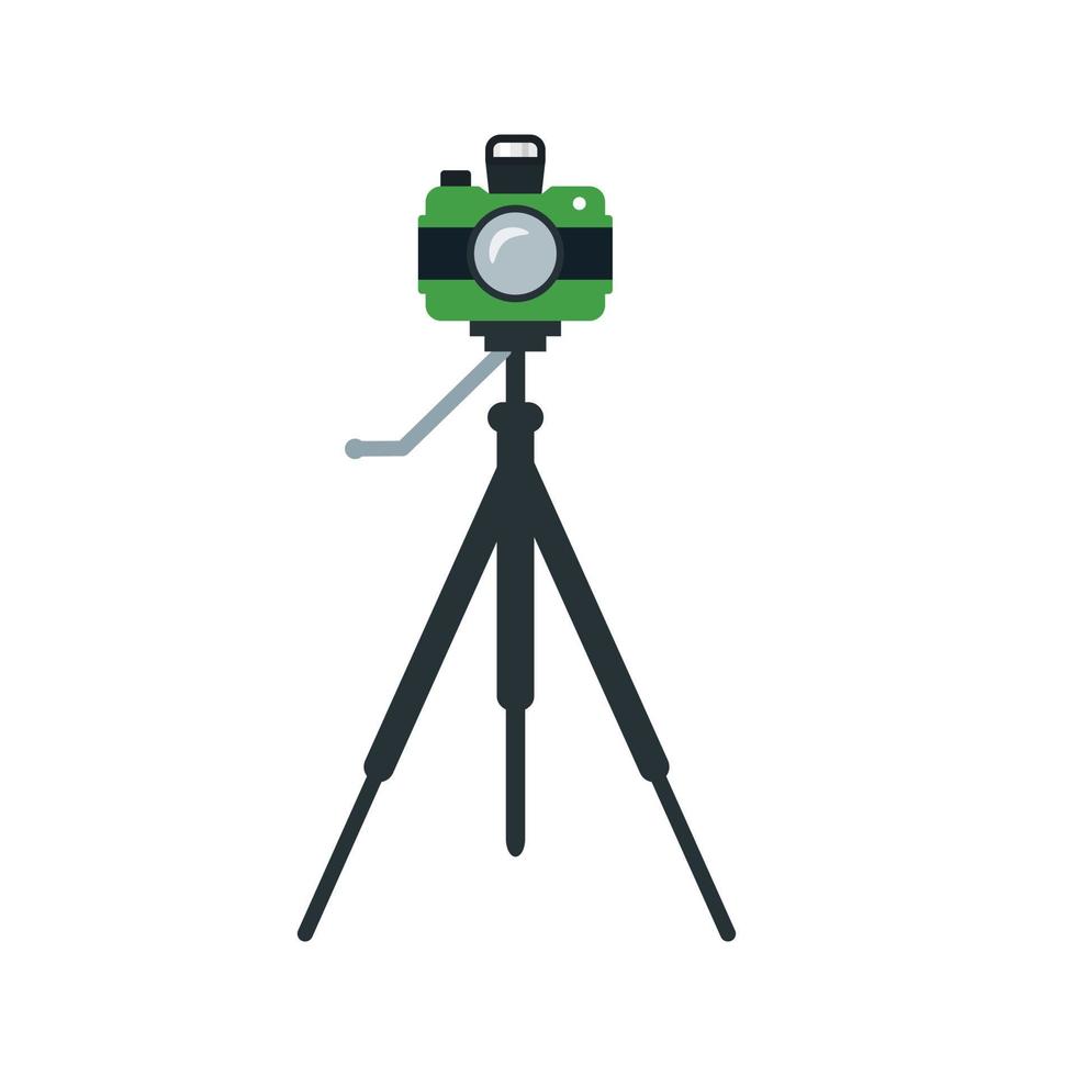 cámara en soporte plano icono multicolor vector