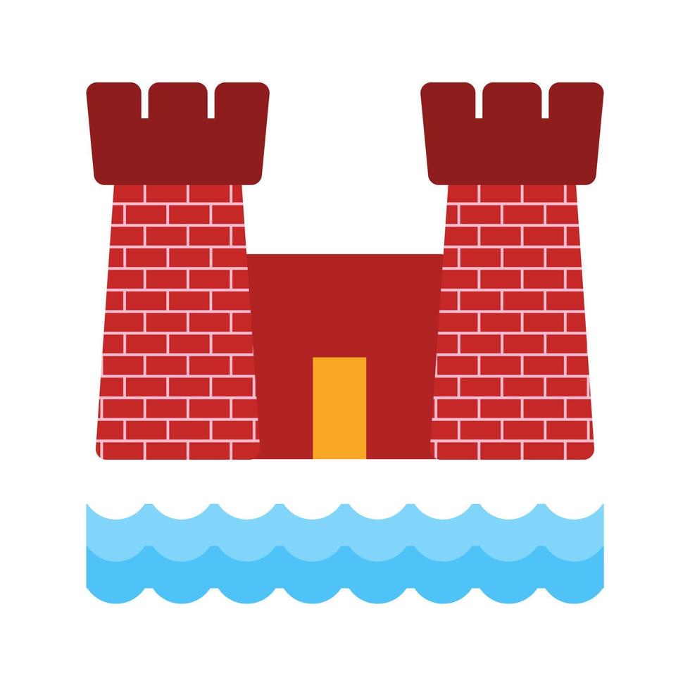 Castle on Beach Flat Multicolor Icon vector