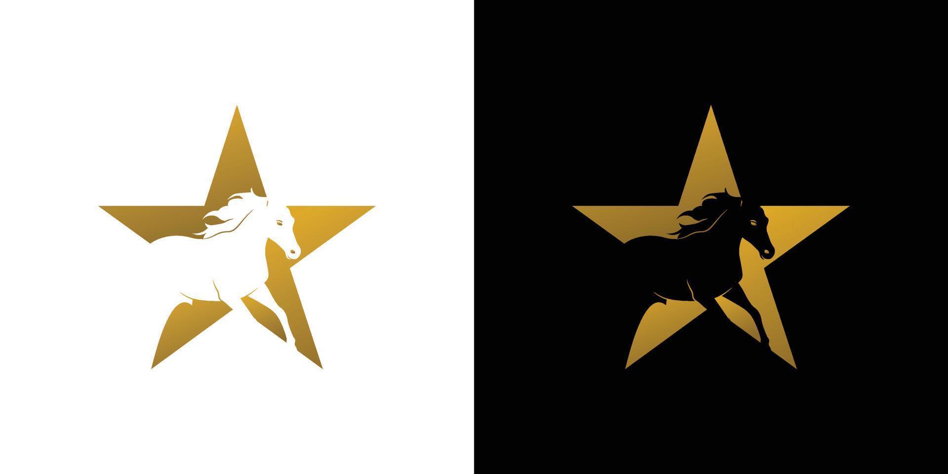 elegante y atractivo diseño de logotipo de estrella de caballo 1 vector