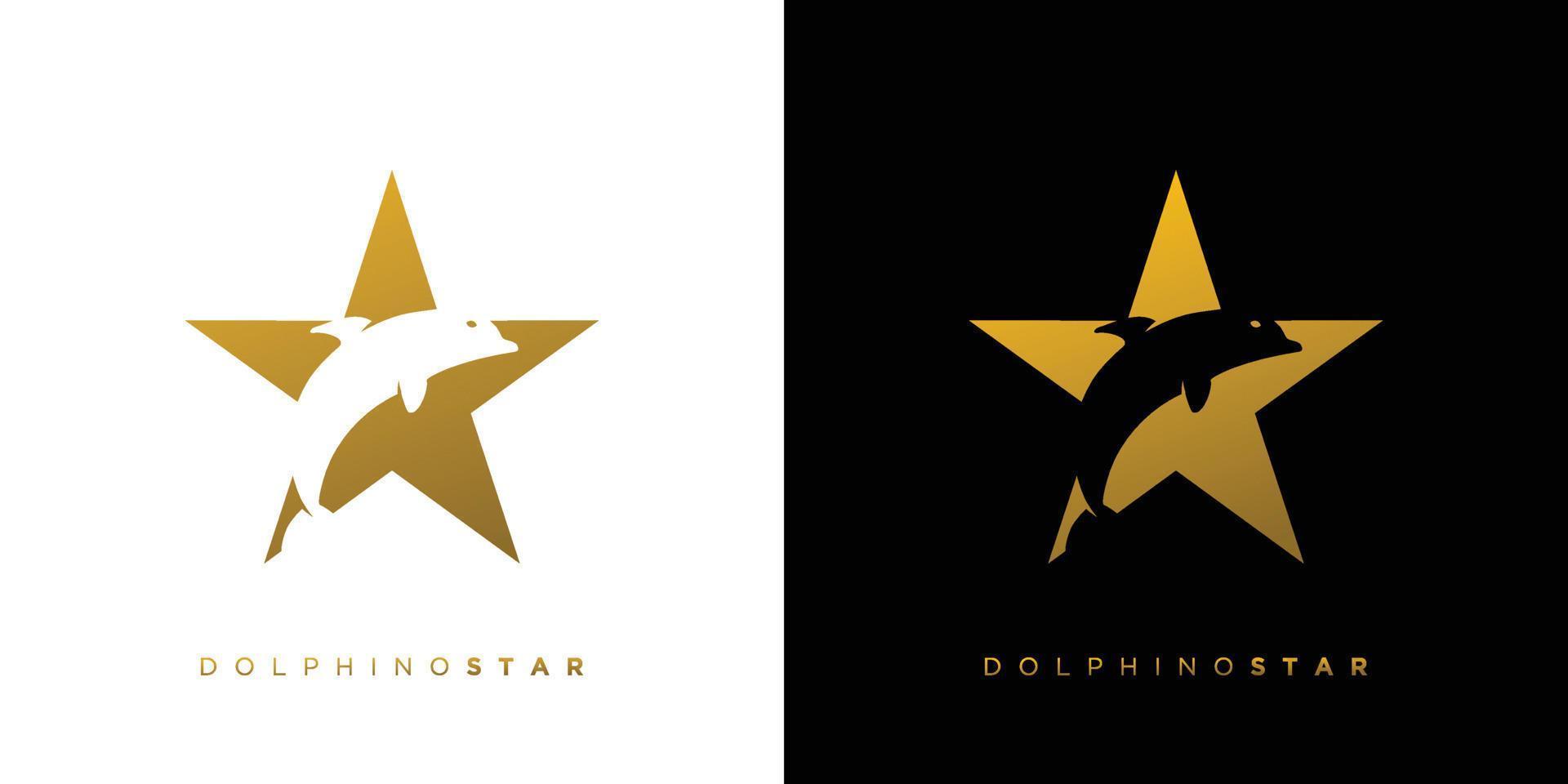 elegante y atractivo diseño de logotipo de estrella de delfín vector