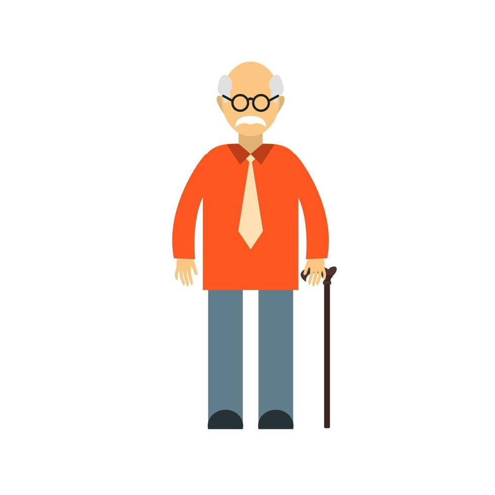 Old Man Flat Multicolor Icon vector