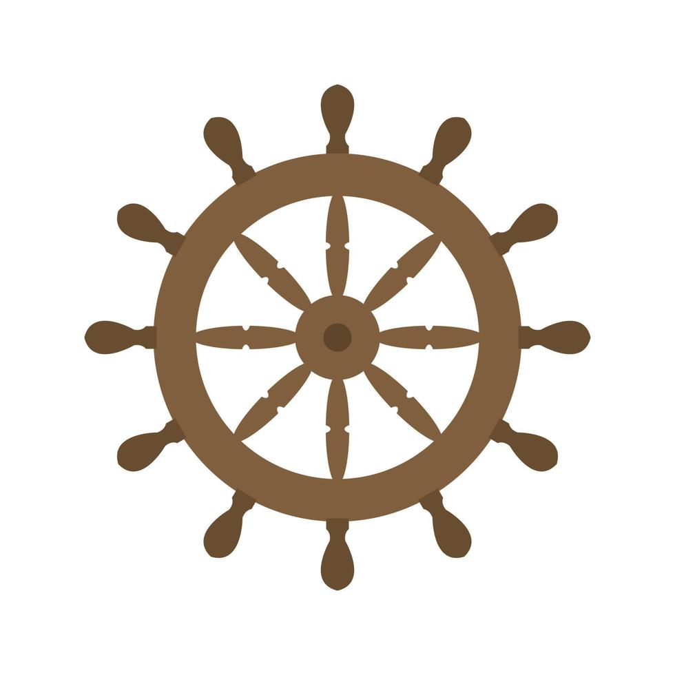 rueda de barco icono multicolor plano vector