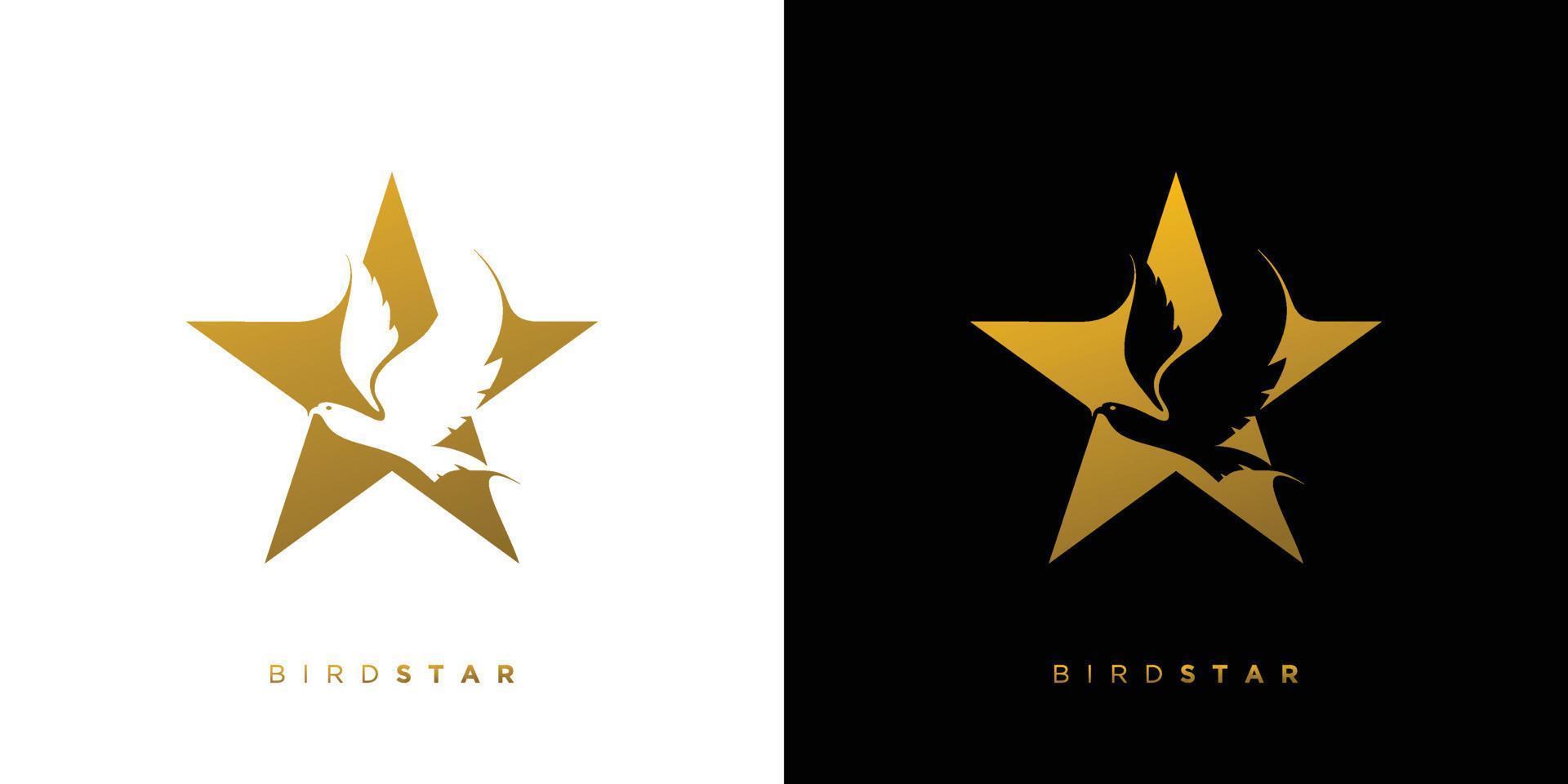 elegante y atractivo diseño de logotipo de estrella de pájaro vector