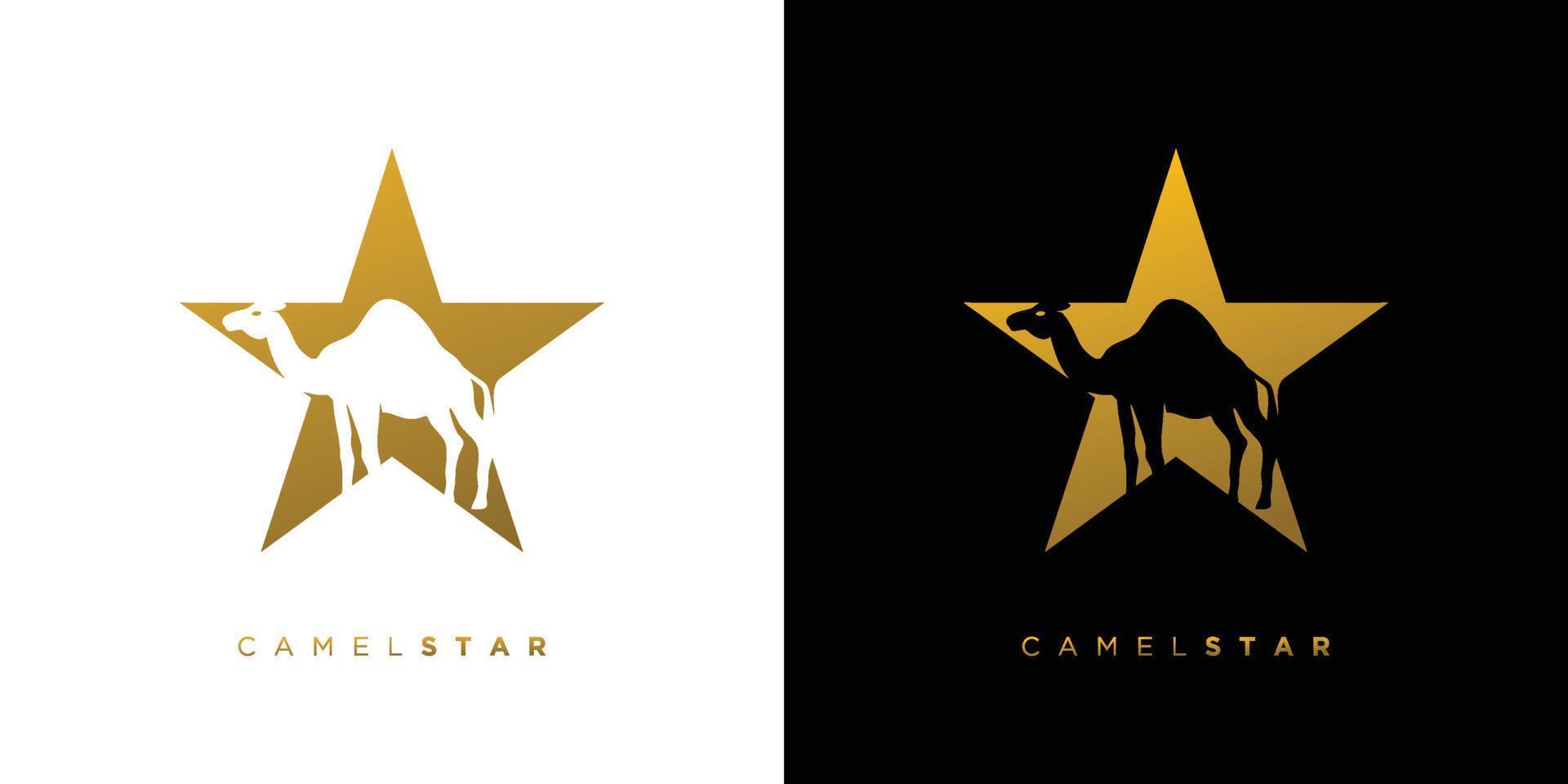 elegante y atractivo diseño de logotipo de estrella de camello vector