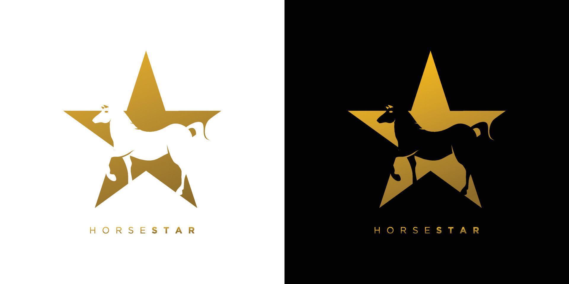 Elegant and attractive horse star logo design vector