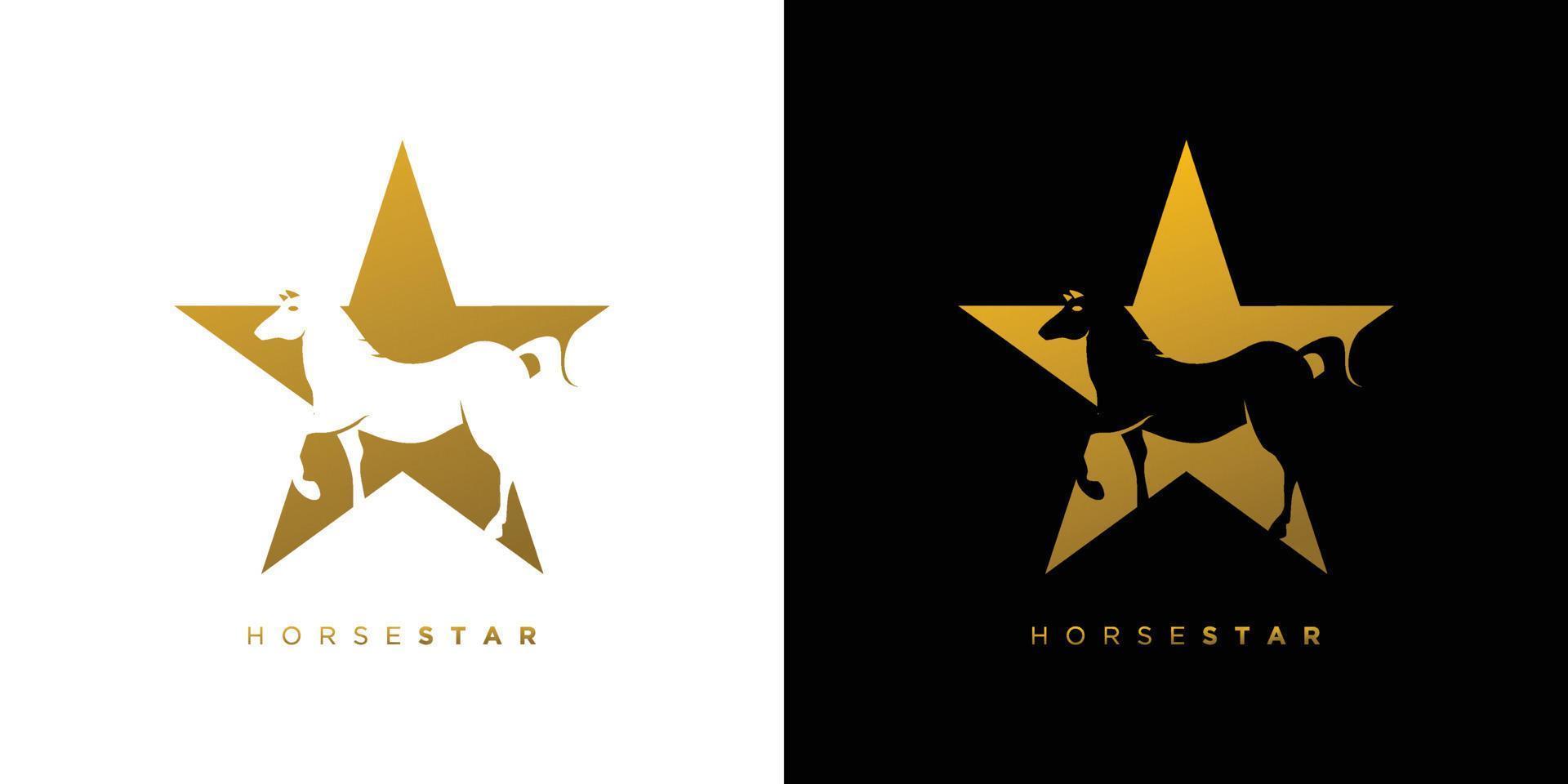 elegante y atractivo diseño de logotipo de estrella de caballo vector