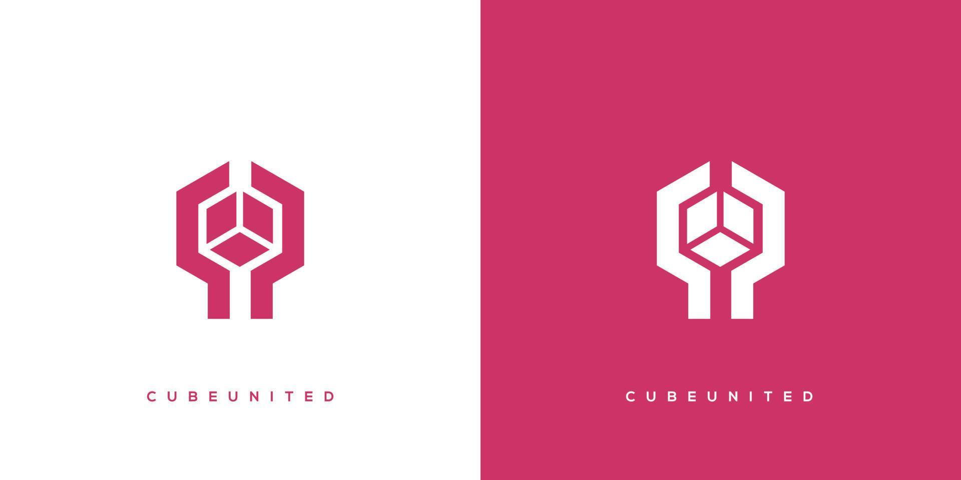 diseño moderno y atractivo del logotipo de cube united vector