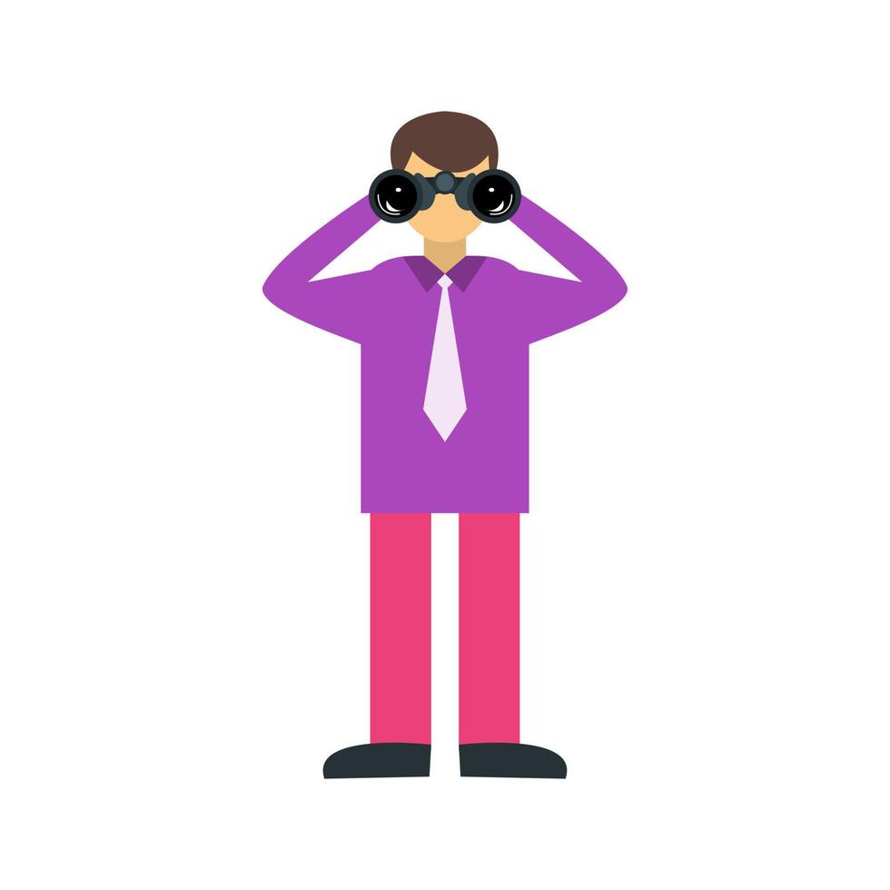 Using Binoculars Flat Multicolor Icon vector