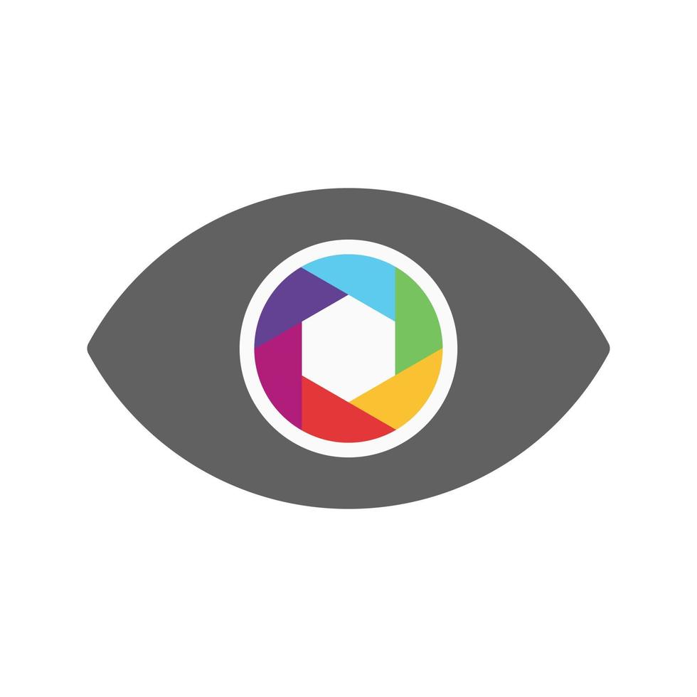 ojo plano icono multicolor vector