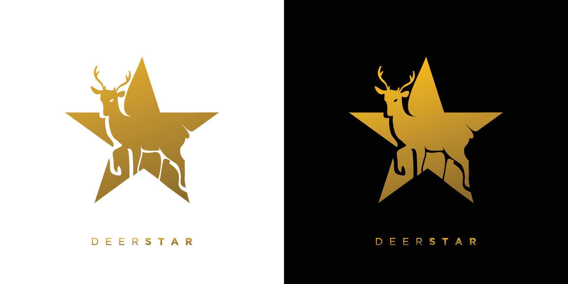 elegante y atractivo diseño de logotipo de estrella de ciervo vector