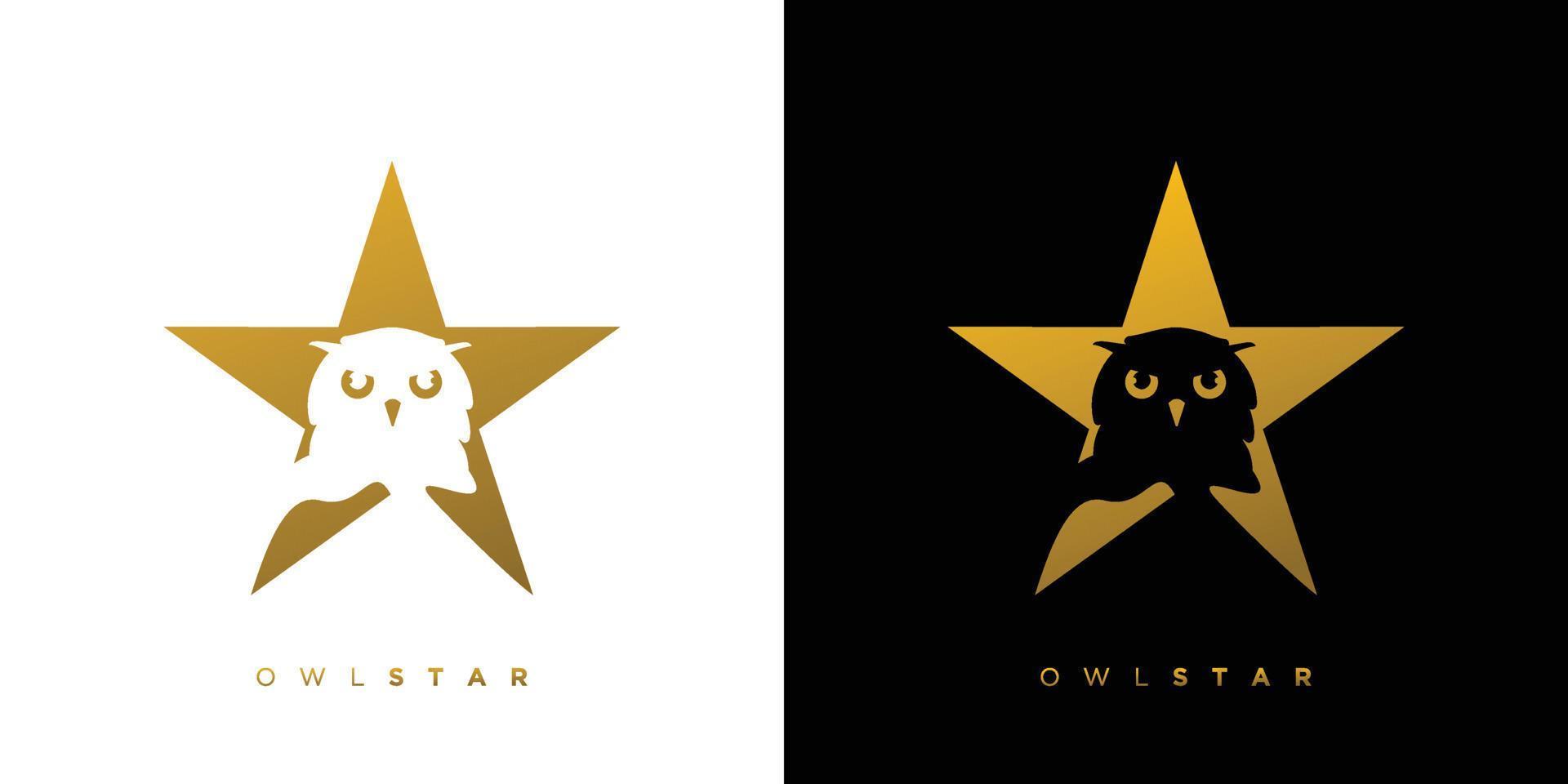 Elegant and attractive owl star logo design vector