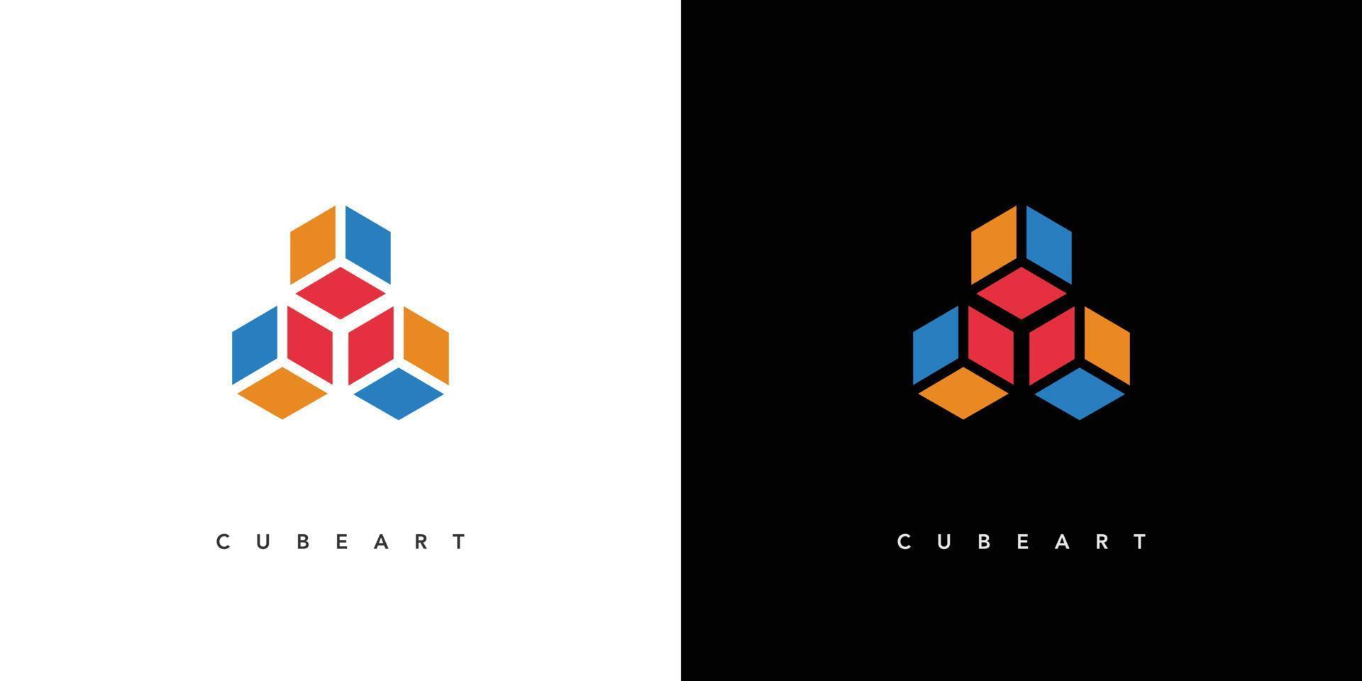 Modern and attractive cube art logo design vector