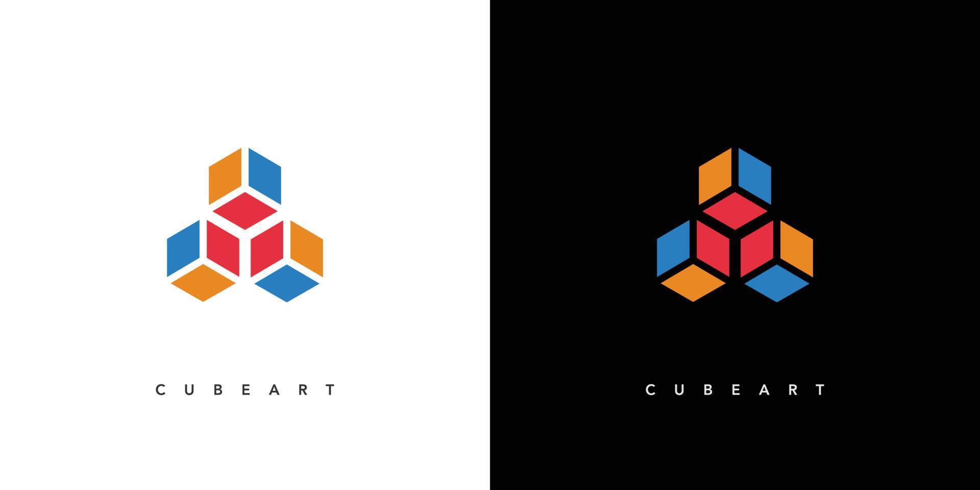 diseño moderno y atractivo del logotipo del arte del cubo vector