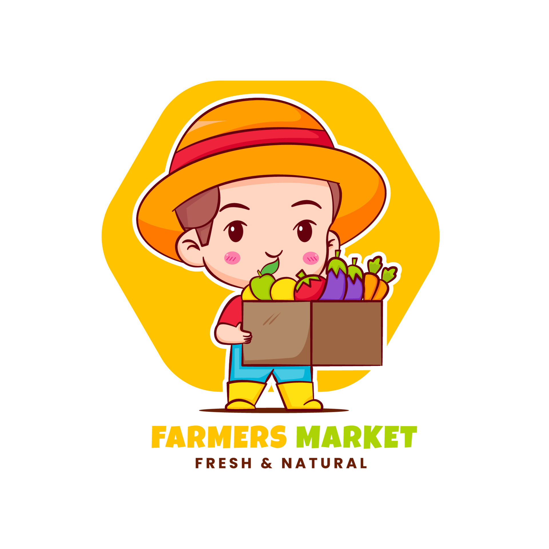Cute farmer holding basket with vegetables. Chibi cartoon character. Vector logo art illustration. Farmers market 8170148 Vector Art at Vecteezy Cute farmer holding basket with vegetables. Chibi cartoon character. Vector logo art illustration. Farmers market 8170148 Vector Art at Vecteezy