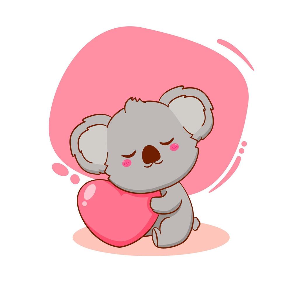 Cute koala bear hugging love. Cartoon mascot character. 8170150 Vector Art  at Vecteezy