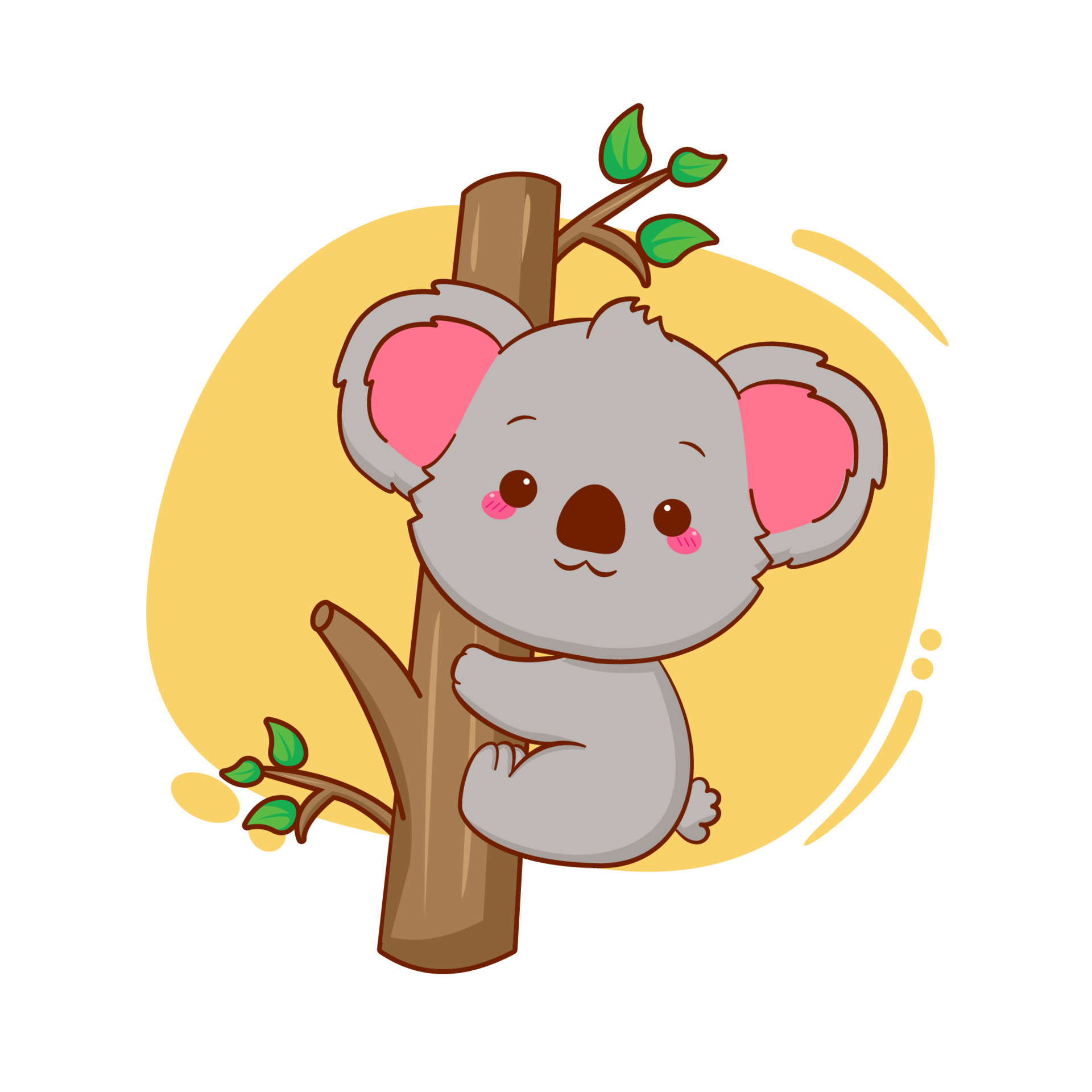 Cute koala bear koalas climbing trees. Cartoon mascot illustration 8170153  Vector Art at Vecteezy